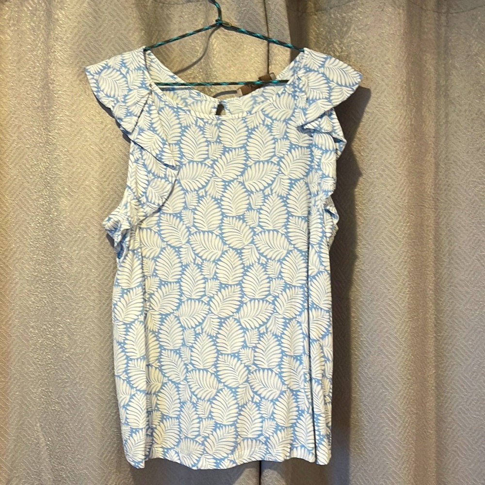 LOFT - Sleeveless Blue Pattern Top